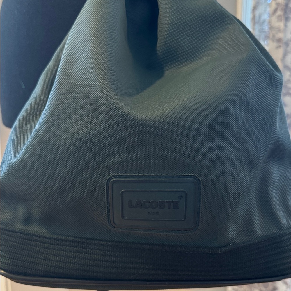 Vintage Green Lacoste Logo Canvas Bucket Bag drawstring tote unisex purse travel - Picture 9 of 12